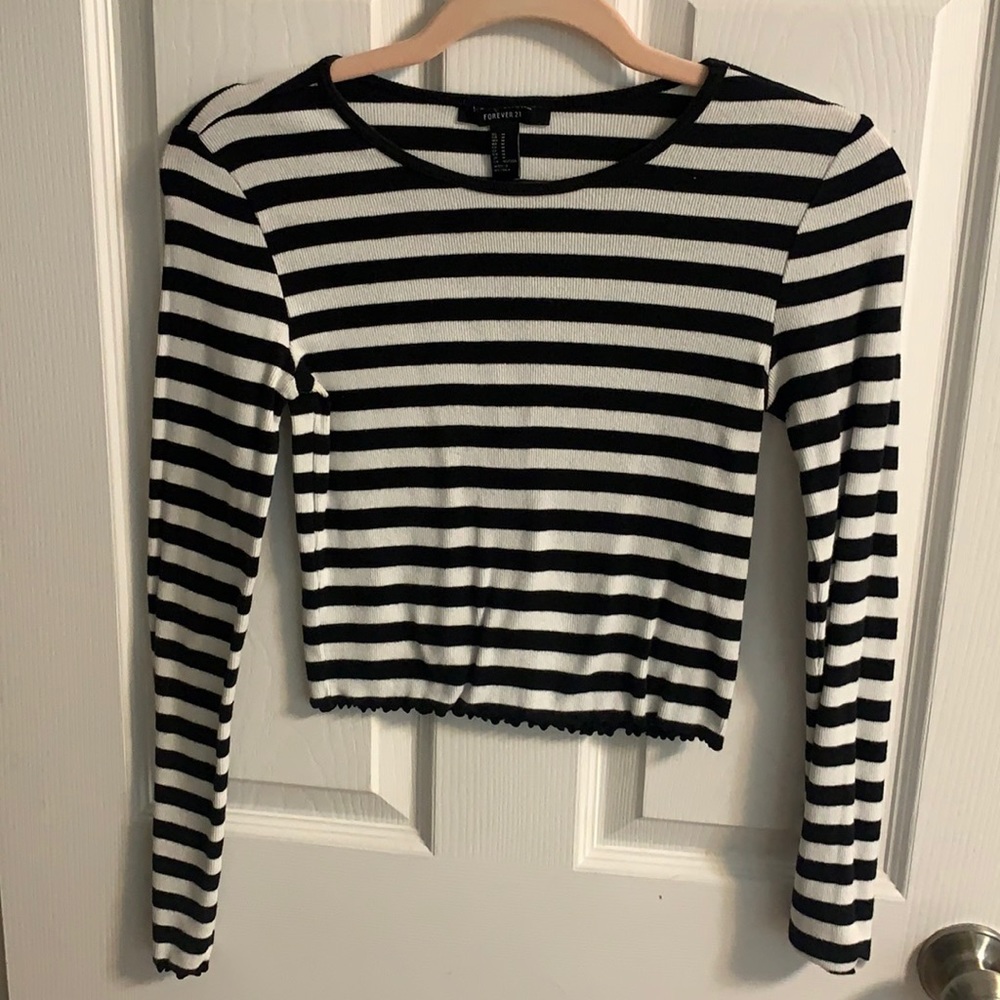 Forever 21 cropped striped long sleeve